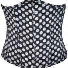Black & White Polka Dots Satin Halloween Costume Burlesque Underbust Corset Top