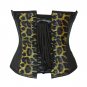 Brown Animal Print Leather Gothic Steampunk Waist Training Overbust Corset Top