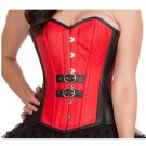 Red Black Leather Gothic Steampunk Waist Training Bustier Overbust Corset Top
