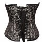 Black Silver Brocade Gothic Burlesque Bustier Waist Training Overbust Corset Top