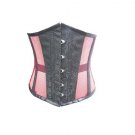 Black Brocade Pink Net Goth Steampunk Bustier Waist Shaper Underbust Corset Top