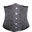 Black Brocade Steampunk Bustier Waist Training Burlesque Underbust Corset Top