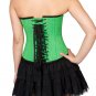 Pea Green Velvet Halloween Costume Gothic Steampunk Bustier Overbust Corset Top