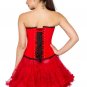 Red Velvet Halloween Costume Burlesque Waist Trainer Bustier Overbust Corset Top