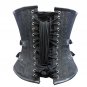 Black Brocade With Front Laces Gothic Steampunk Waist Shaper Overbust Corset Top