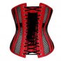 Red Satin Black Net Gothic Burlesque Bustier LONG Underbust Sheer Corset Costume