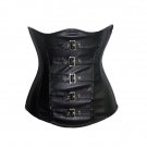 Black Faux Leather Belts Design Steampunk Waist Training Underbust Corset Top