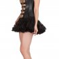 Black Printed Brown Faux Leather Goth Steampunk Bustier Overbust Corset Costume