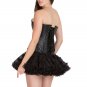 Black Printed Brown Faux Leather Goth Steampunk Bustier Overbust Corset Costume