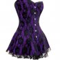 Purple Satin Black Net  Burlesque Waist Shaper Overbust Corset Dress