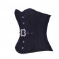 Black Denim Leather Belt Steampunk Waist Shaper Bustier Overbust Corset Costume