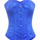Blue Velvet Front Open Busk Waist Cincher Women Clothing Overbust Corset Top