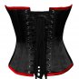 Black & Red Satin Goth Burlesque Waist Training Bustier Overbust Corset Costume