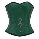Green Faux Leather & Belts Steampunk Bustier Waist Training Overbust Corset Top
