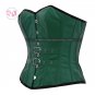 Green Faux Leather & Belts Steampunk Bustier Waist Training Overbust Corset Top