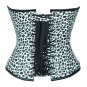 Leopard Print White Leather Gothic Steampunk Waist Training Overbust Corset Top