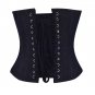 Black Denim Leather Belt Goth Steampunk Bustier Waist Shaper Overbust Corset Top