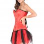 Red Satin Double Bone Gothic Burlesque Waist Trainer Bustier Overbust Corset Top