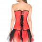 Red Satin Double Bone Gothic Burlesque Waist Trainer Bustier Overbust Corset Top