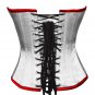 White & Red Satin Goth Burlesque Waist Training Bustier Overbust Corset Costume