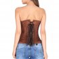 Brown Satin Gothic Burlesque Waist Training Bustier Party Overbust Corset Top