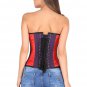 Red Blue Satin with Tissue Flocking Gothic Burlesque Bustier Overbust Corset Top