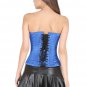 Blue Satin & Strips Lace Halloween Costume Gothic Burlesque Overbust Corset Top