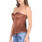 Brown Satin Gothic Burlesque Waist Training Costume Bustier Overbust Corset Top