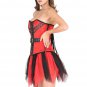 Red Black Satin Gothic Burlesque Waist Cincher Net Skirt Overbust Corset Dress