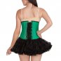 Green Leather Gothic Steampunk Waist Training Bustier Underbust Prom Corset Top