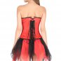 Red Satin Handmade Sequins Burlesque Waist Training Bustier Overbust Corset Top