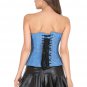 Blue Faux Leather Gothic Waist Training Bustier Tutu Skirt Overbust Corset Dress