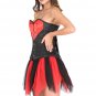 Red Black Satin Burlesque Waist Trainer Bustier Net Skirt Overbust Corset Dress