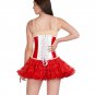 Red & White PVC Leather Gothic Steampunk Underbust Top & Tutu Skirt Corset Dress