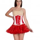 Red & White PVC Leather Gothic Steampunk Waist Training Underbust Corset Top