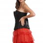 Black Satin Double Bone Goth Burlesque Waist Trainer Bustier Overbust Corset Top