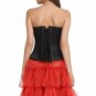Black Satin Double Bone Goth Burlesque Waist Trainer Bustier Overbust Corset Top