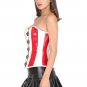 Red White PVC Leather Gothic Steampunk Bustier Tutu Skirt Overbust Corset Dress