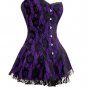 Purple Satin Black Net Goth Burlesque Costume Overbust Corset Dress