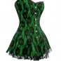 Green Satin Black Net Goth Burlesque Costume Overbust Corset Dress