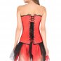Red Satin Double Bone Gothic Burlesque and Net Tutu Skirt Overbust Corset Dress