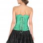 Green Satin Thread & Sequins Handwork Gothic Burlesque Overbust Corset Costume