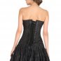 Black Satin Sequins Handwork Gothic Burlesque Wait Training Overbust Corset Top