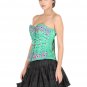 Green Satin Thread & Sequins Handwork Bustier Tutu Skirt Overbust Corset Dress