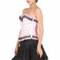 Pink Satin Sequins Threadwork Gothic Burlesque Bustier Overbust Corset Costume