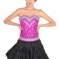 Purple Satin with Threadwork Gothic Burlesque Waist Training Overbust Corset Top