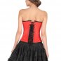 Red White Satin Handmade Sequins Gothic Burlesque Bustier Overbust Corset Top