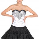 White Satin Handmade Sequins Goth Burlesque Top Tutu Skirt Overbust Corset Dress