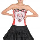 Red White Satin Handmade Sequins Goth Top Silk Tutu Skirt Overbust Corset Dress