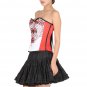 Red White Satin Handmade Sequins Goth Top Silk Tutu Skirt Overbust Corset Dress